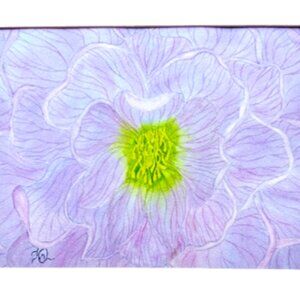 Painting Watercolor Flower Hellebore Lavender Purple Blue 11x14 & Mat 16x20 Art